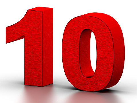 Red Number 10 On White Reflective Background Stock Photo - Download ...