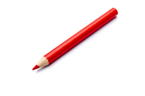 Red Pencil on white background stock photo