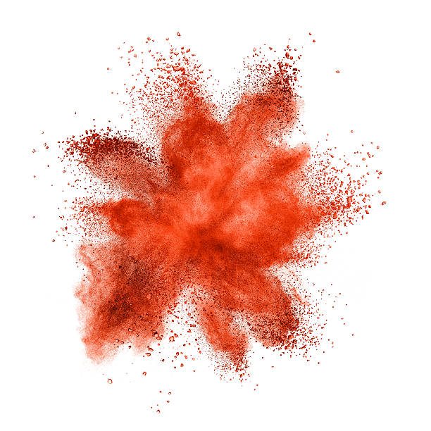 Red powder explosion isolated on white stock photo