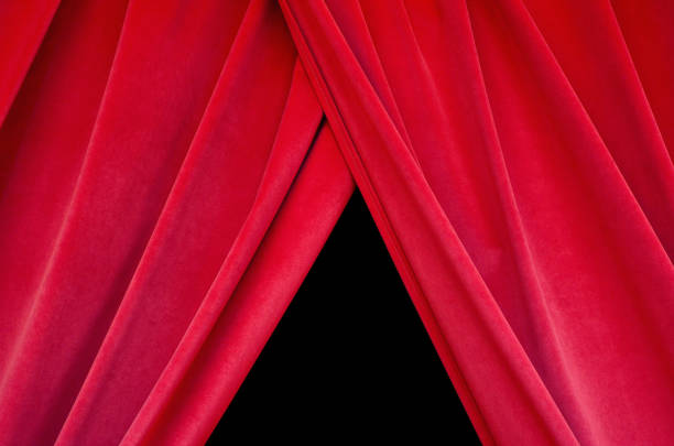 rood echte fluwelen theater gordijn sluit de zwarte fase - theaterdoek stockfoto's en -beelden