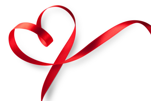 Red ribbon in heart shape. Photo with clipping path. Similar photographs from my portfolio: