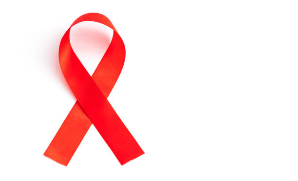 rotes band symbol für aids und hiv-krankheit. - scyther5 stock-fotos und bilder