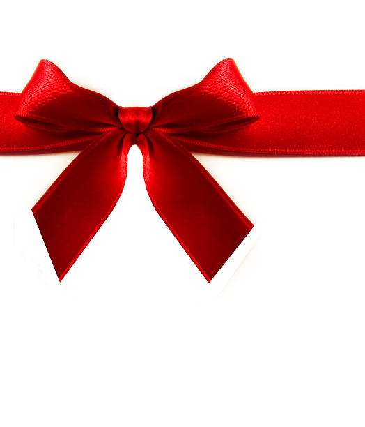 Red ribbon , white background stock photo
