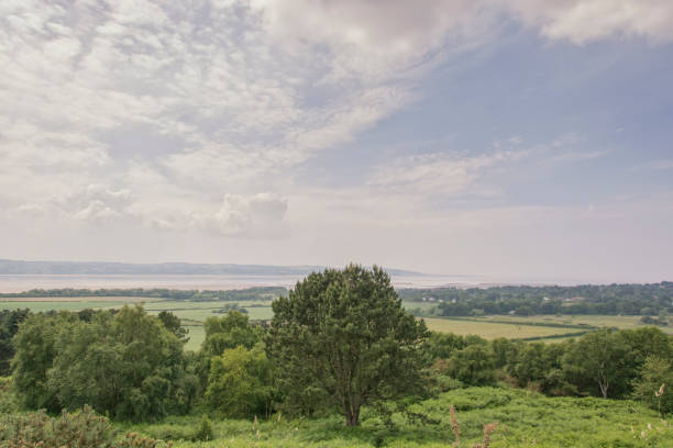 Red Rock Thurstaton Wirral North West UK View of the River Dee and North Wales the wirral stock pictures, royalty-free photos & images