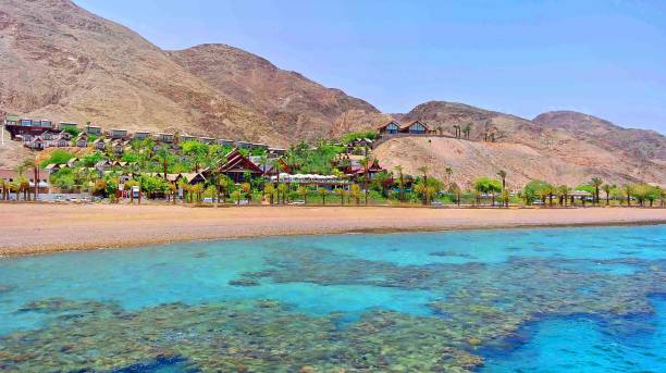Red sea. Eilat. Israel. The shore of the Gulf of Aqaba stock photo