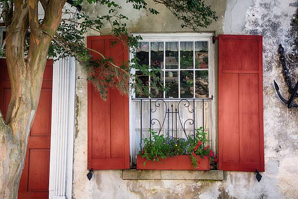 Red Shutters stock photo