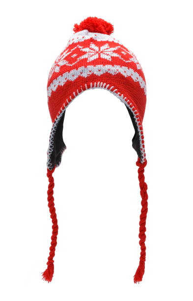 Red Stocking Hat Cut Out Red Stocking Hat Front View Cut Out on White. knit hat stock pictures, royalty-free photos & images
