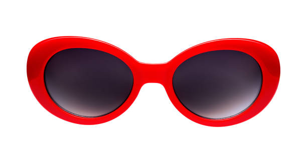 Red sunglasses isolated on white stock photo