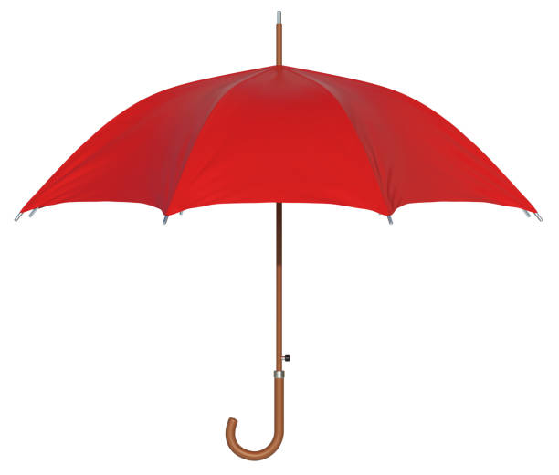 red umbrella isolated 3d rendering - chapéu imagens e fotografias de stock