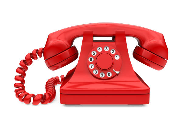 Red Vintage Telephone Isolated stock photo
