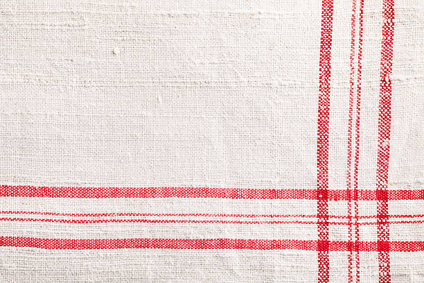赤白 dishtowel 質感の織物 - テーブルクロス ストックフォトと画像