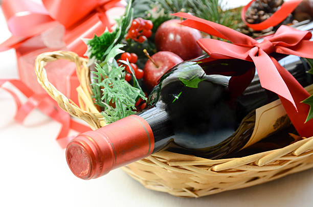 red wine bottle for a party stock photo