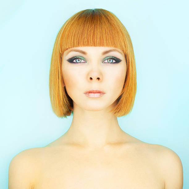 Redhead lady with bob stock photo