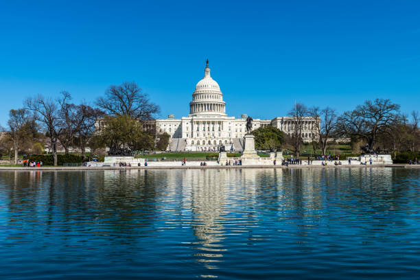 Reflections of the United States Capitol stock photo