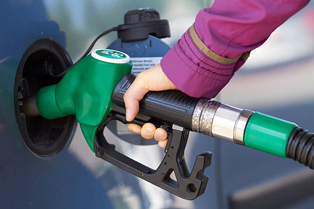Refuel the car on petrol station stock photo