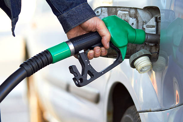 Refuel the car on petrol station stock photo
