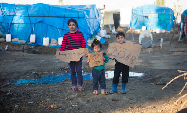 2018 refugee camp syria stock photo