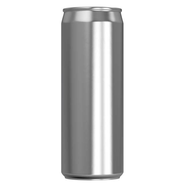 Regular Slim Aluminum Can An unbranded slim brushed aluminum tin can on an isolated white studio backgound - 3D render slim stock pictures, royalty-free photos & images