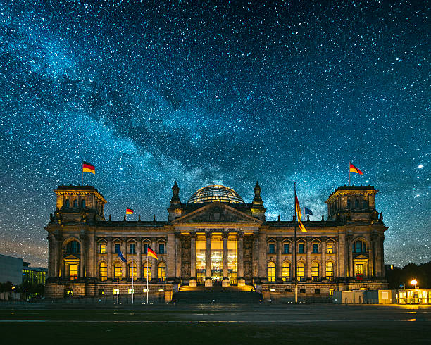 Reichstag, Berlin The Reichstag building in Berlin, Germany, under a starry sky bundestag stock pictures, royalty-free photos & images
