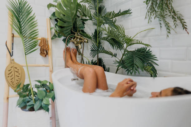 Relaxing bath stock photo