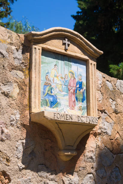 Religious artwork representing the Stations of the Cross stock photo
