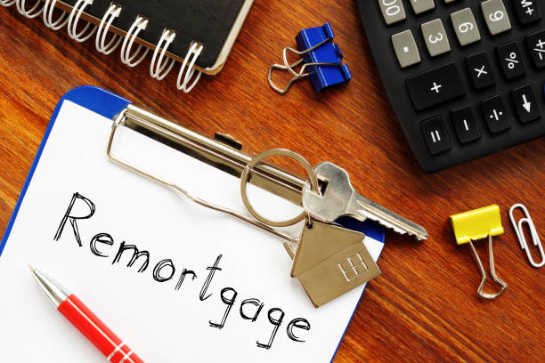 Remortgage is shown on the business photo using the text stock photo