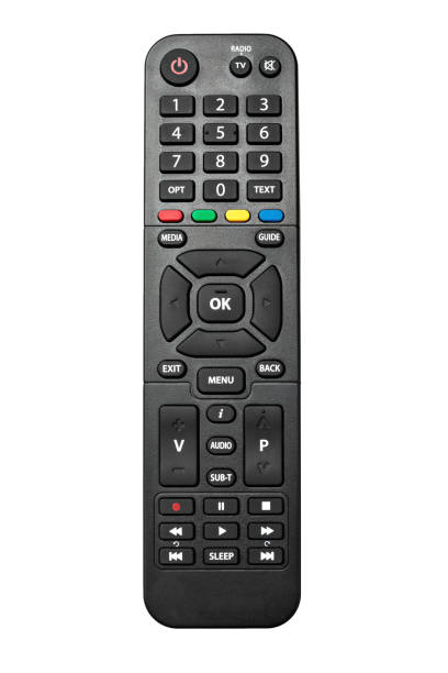 TV remote control isolated on white background stock photo