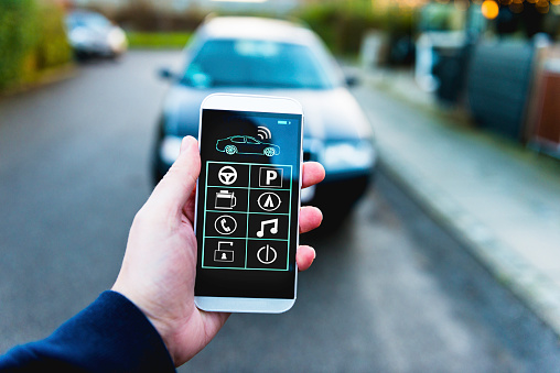 Remote Control Of Car With App On Mobile Phone Stock Photo - Download Image Now - iStock