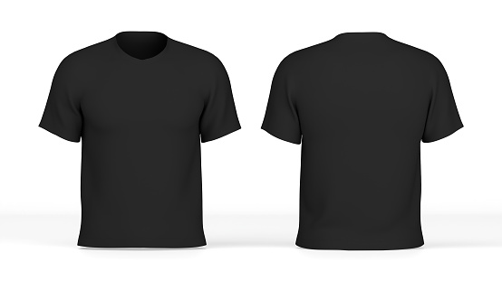 3d Render Black Tshirt Front And Back Stock Photo - Download Image Now ...