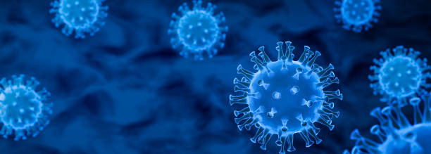 3D render: Corona virus - Schematic image of viruses of the Corona family in blue color. Selective focus 3D render: Corona virus - Schematic image of viruses of the Corona family in blue color. Selective focus viral infection stock pictures, royalty-free photos & images