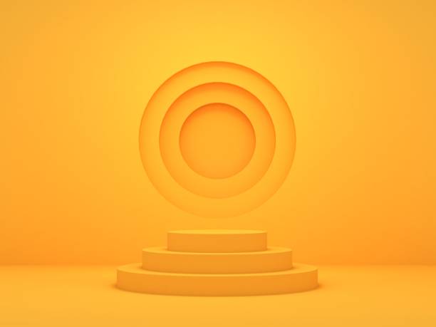 3D Render of Abstract Yellow Composition with Podium 3D Render of Abstract Yellow Composition with Podium competition round stock pictures, royalty-free photos & images