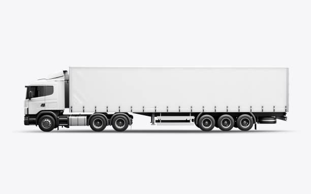 3D render of the truck for mock-up on a white background 3D render of the truck for mock-up on a white background 4k semi truck side view stock pictures, royalty-free photos & images