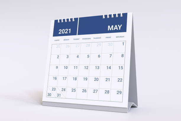 3d rendering - kalender voor mei 2021 - mei stockfoto's en -beelden
