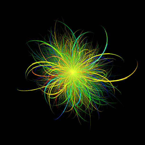 3D rendering colorful fractal abstract in black background  large hadron collider stock pictures, royalty-free photos & images