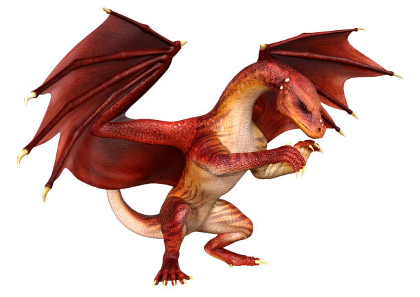 3D Rendering Fairy Tale Dragon on White stock photo