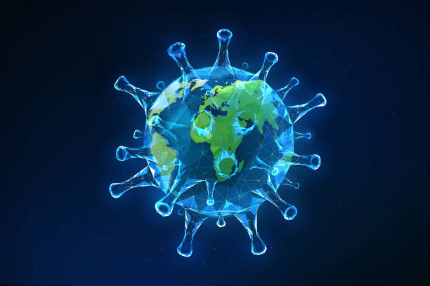 rendering 3d untuk pandemi global coronavirus. - pandemik wabah potret stok, foto, & gambar bebas royalti