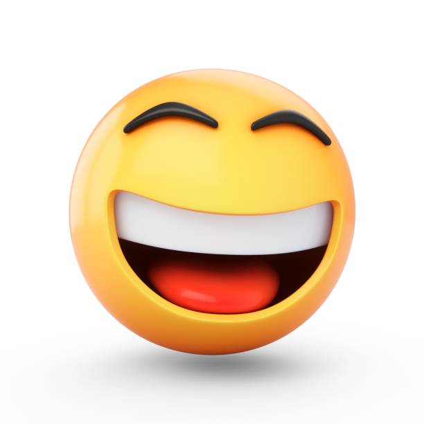 3D Rendering happy emoji isolated on white background 3D Rendering happy emoji isolated on white background. laughing emoji stock pictures, royalty-free photos & images