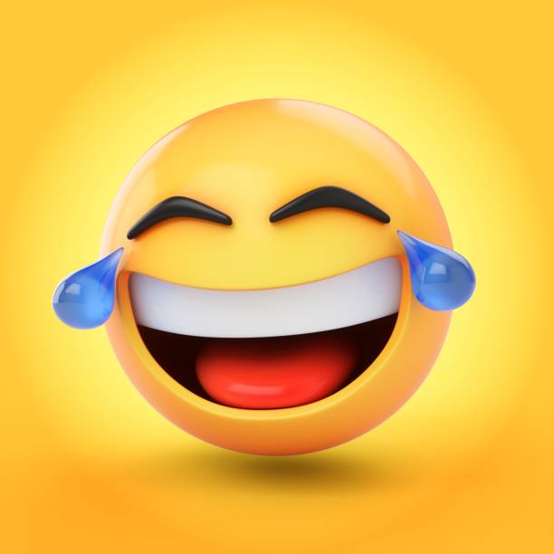 3D Rendering laughing emoji with tears isolated on yellow background 3D Rendering laughing emoji with tears isolated on yellow background. laughing emoji stock pictures, royalty-free photos & images