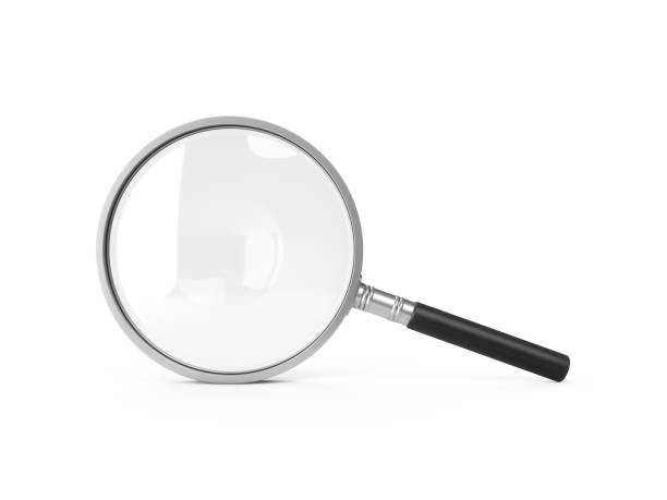 3d rendering magnifying glass isolated on white background - lupa equipamento ótico imagens e fotografias de stock