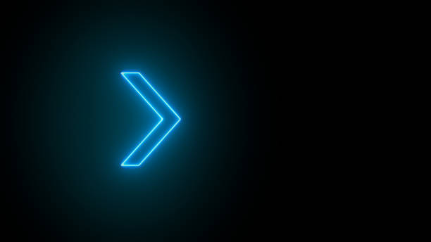 3D rendering of glowing neon arrows on a black background. Can be used to create a variety of presentations stock photo