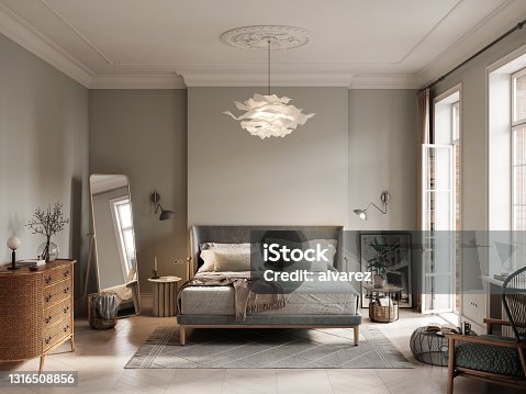 istock 3D rendering of small bedroom 1316508856