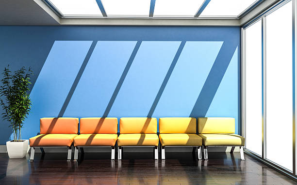 3d rendering of waiting room with vivid colors - airport lounge business imagens e fotografias de stock