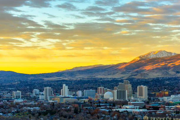 Reno , Nevada at dawn stock photo