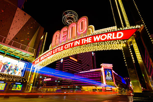 Reno Nevada colors at night stock photo