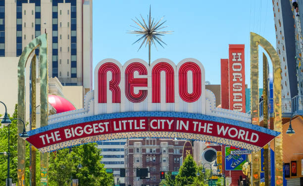 Reno sign Reno arch sign in Reno, Nevada nevada stock pictures, royalty-free photos & images