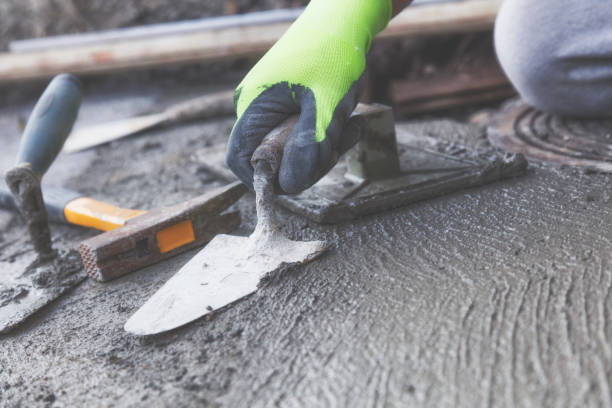 Renovating concrete pavement in home / budget DIY version. stock photo