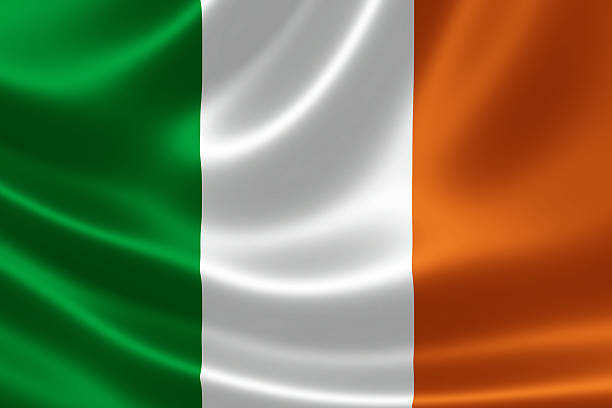 Republic of Ireland's National Flag Close-up of the flag of Republic of Ireland on satin texture. republic of ireland stock pictures, royalty-free photos & images