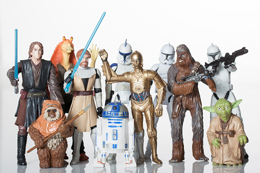 Cantonment, Fl, USA-June 1, 2015:  group of republic rebels isolated on white background, shot in studio, characters from Star Wars film franchise created by George Lucas