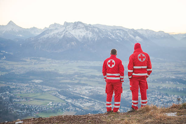 Rescue Service in the Alps stock photo