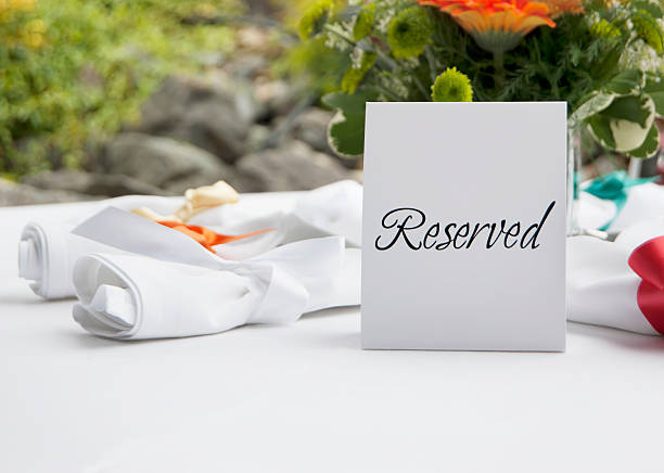 Reserved Table at Wedding Reception stock photo